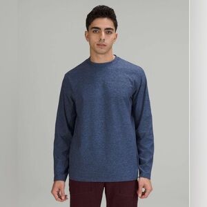 Lululemon XL Rulu Mock‎ Neck Long Sleeve Shirt Heathered Blue Nile Athleisure